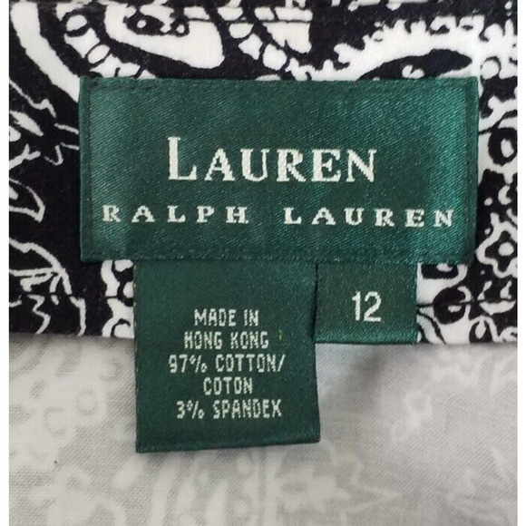 Lauren Ralph Lauren Black White Paisley Print Straight Skirt Size 4 - Picture 4 of 5
